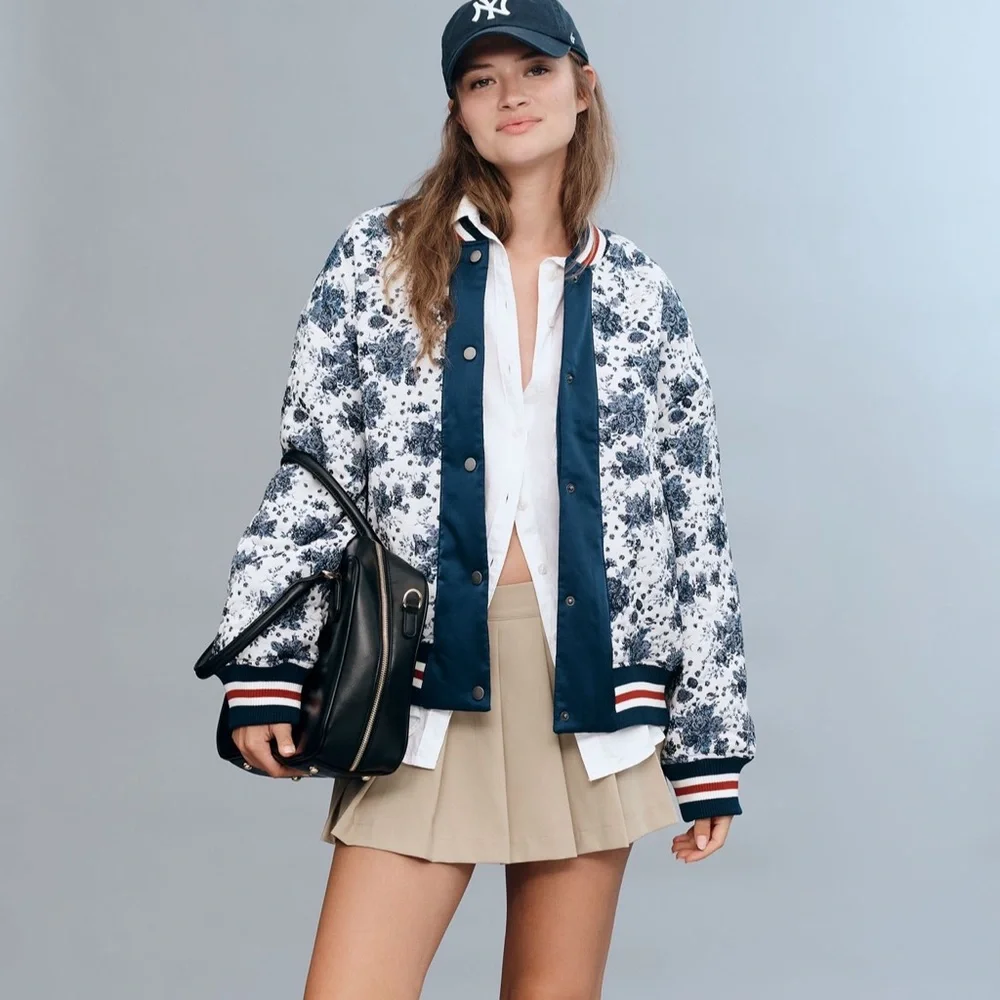 NWT Anthro Maeve Floral Print Bomber Jacket - Picture 3 of 6